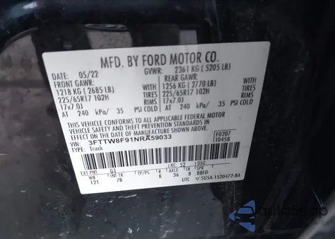 2022 Ford Maverick Xlt z USA, uszkodzony, nr VIN 3FTTW8F91NRA59033